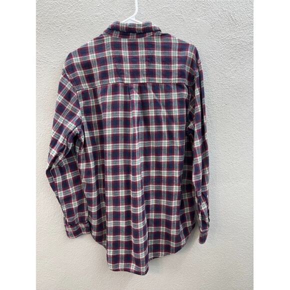 Mens Wrangler Flannel Shirt Large Rugged Wear Red Plaid Long Sleeve Button Up - Picture 5 of 8